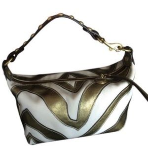 Coach Bag Zebra Studded Gold Authentic